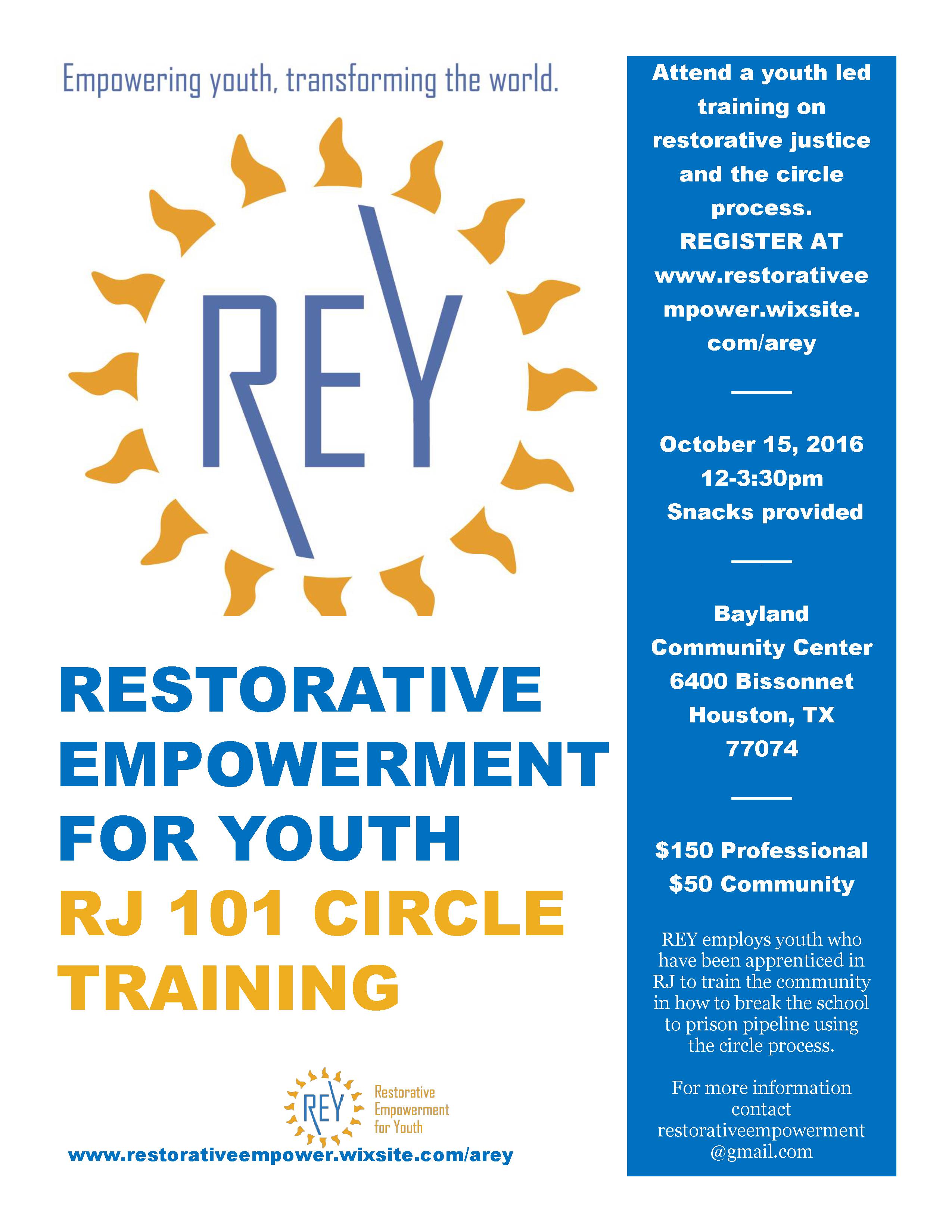 Restorative Justice Circle Training Houston Peace Justice Center