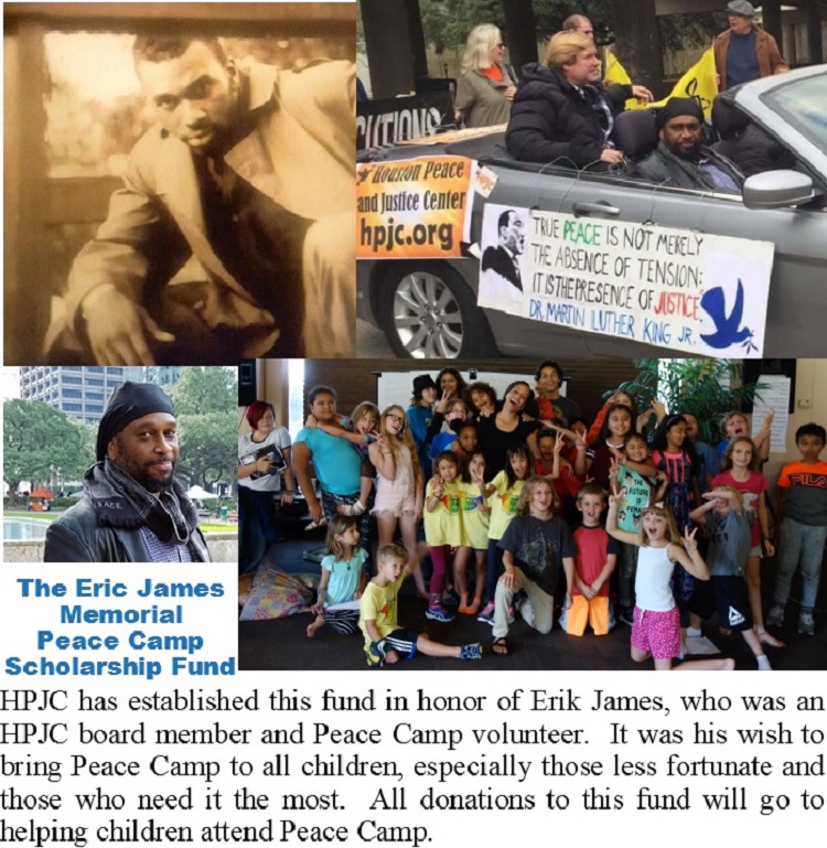 Erik James and Peace Camp Houston photo collage